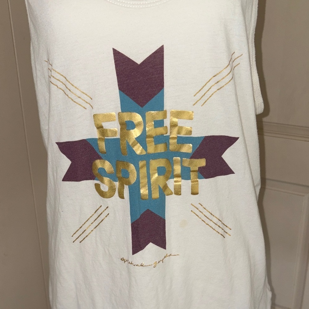 Spiritual Gangster Free Spirit White Graphic Tank Top - Women - Picture 2 of 4
